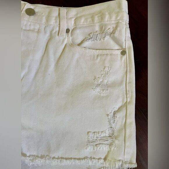 [BLANKNYC] Premium Distressed Antique White Denim Shorts Button Fly SZ 31 NWT - Picture 4 of 11